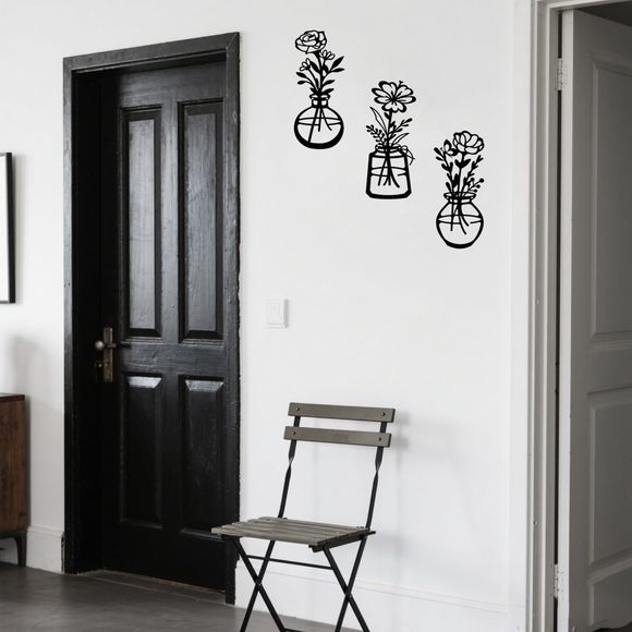 3pcs Metal Flower Wall Art - Rustic Farmhouse Decor Minimalist Flower Wall🐋 - Picture 6 of 7